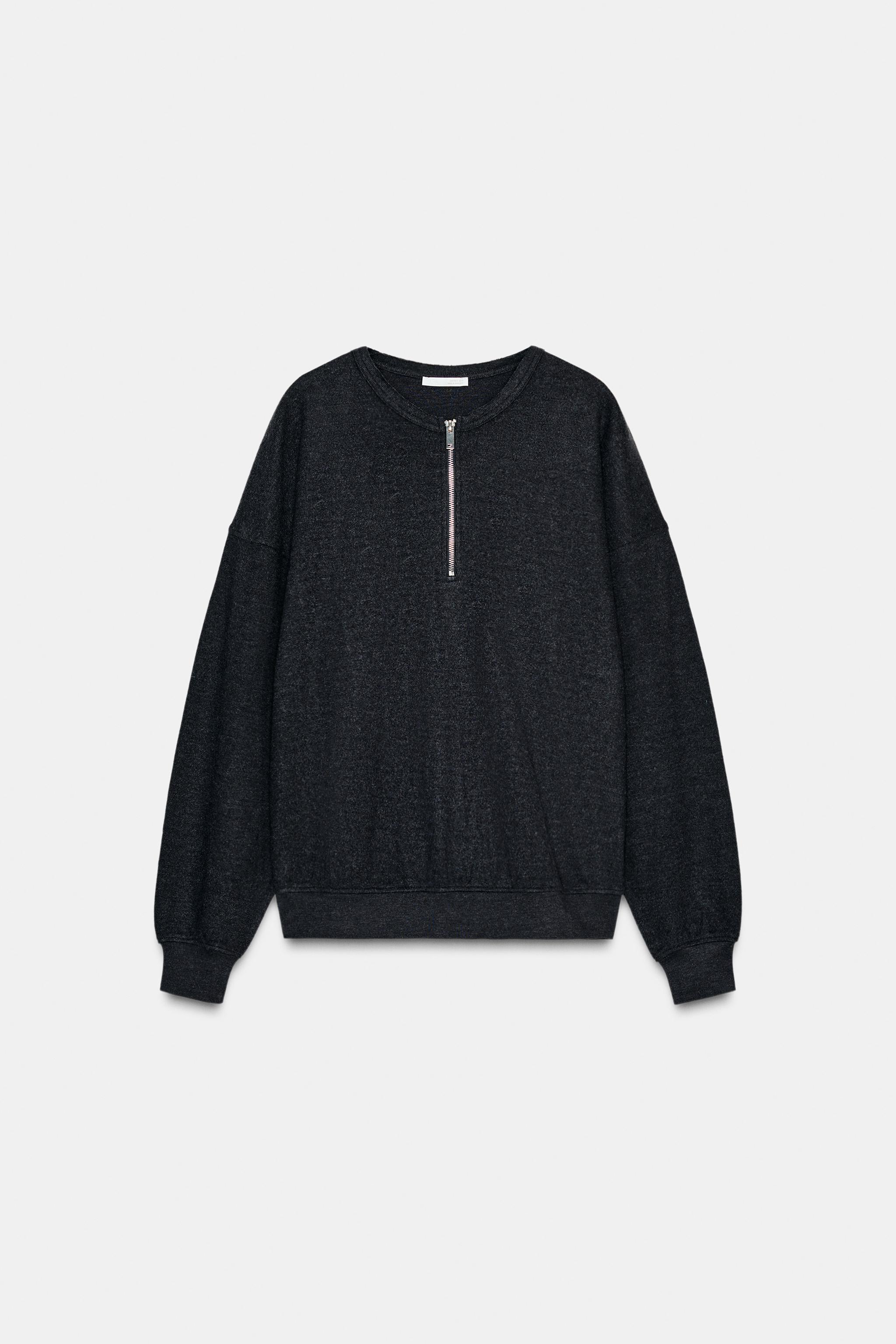 SOFT RIBBED ZIPPER SWEATSHIRT